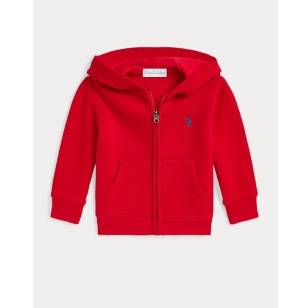 Polo Ralph Lauren Baby Red Embroidered Pony Fleece Full-Zip Hoodie Size 24M